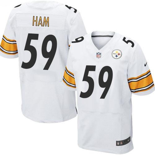 Men's Elite Jack Ham Nike Jersey White Road - #59 NFL Pittsburgh Steelers